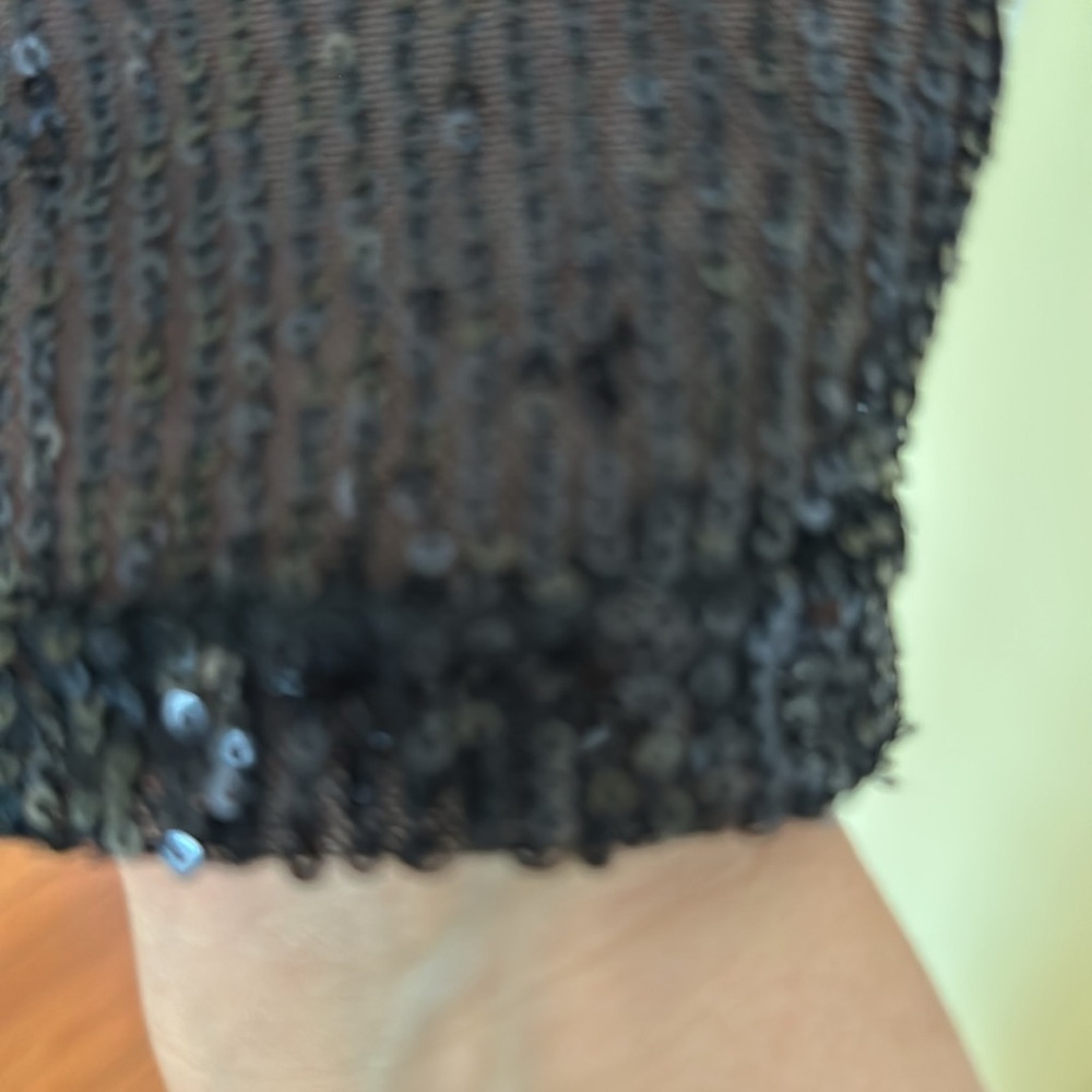 Sheer Black Mesh Sequin Button-Down Top Glam & Edgy Elegance View 5